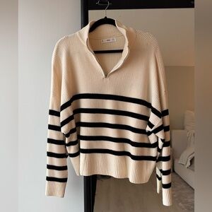 Mango zip striped sweater